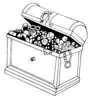 Illustration de coffre au trésor noir et blanc