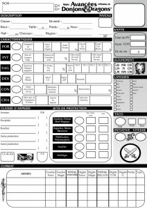 Feuilles de personnage AD&amp;D non officielles Image 2