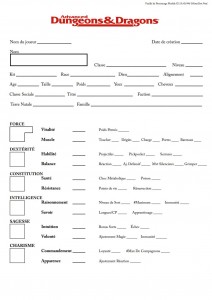 Feuilles de personnage AD&amp;D2 Image 1