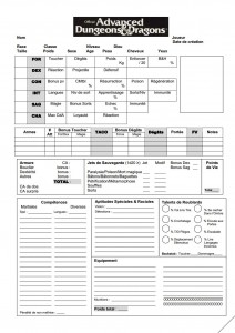 Feuilles de personnage AD&amp;D2 Image 6