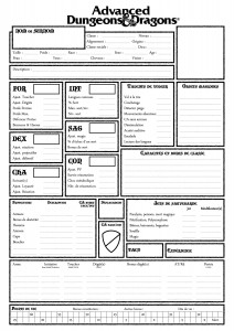 Feuilles de personnage AD&amp;D2 Image 7