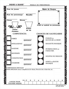 Feuille de personnage D&amp;D B/X 1982 (Moldvay) Image 1